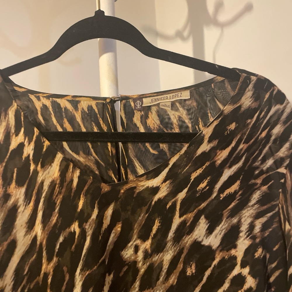 Jennifer Lopez Animal Print Blouse - Black and Brown